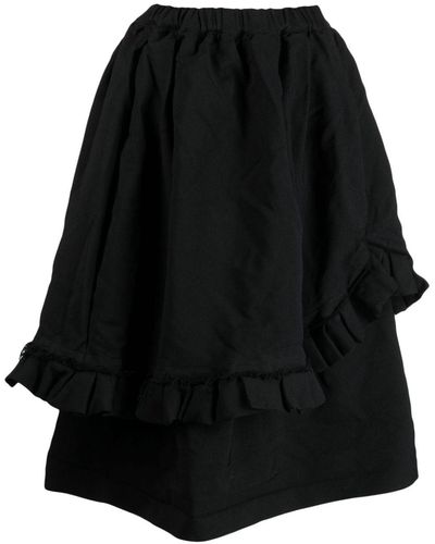 Comme des Garçons Asymmetric Ruffled Midi Skirt - Black