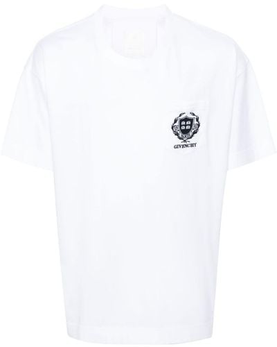 Givenchy T-shirt en coton à logo brodé - Blanc