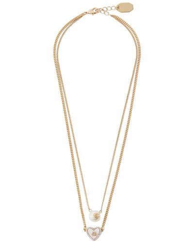 Karl Lagerfeld Autograph Heart Necklace - White