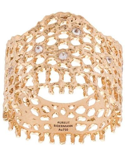 Aurelie Bidermann 18kt Yellow Gold & Diamond Lace Ring - Metallic