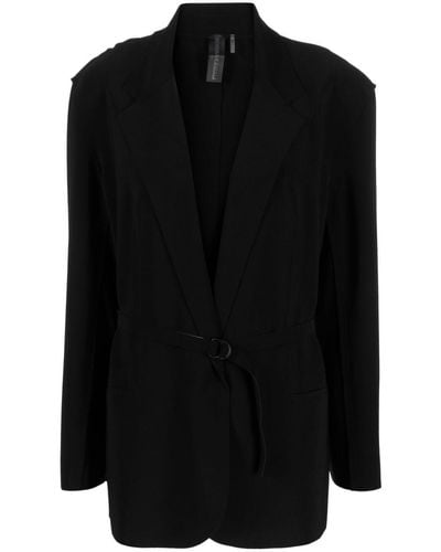 Norma Kamali Blazer ceinturé à revers crantés - Noir