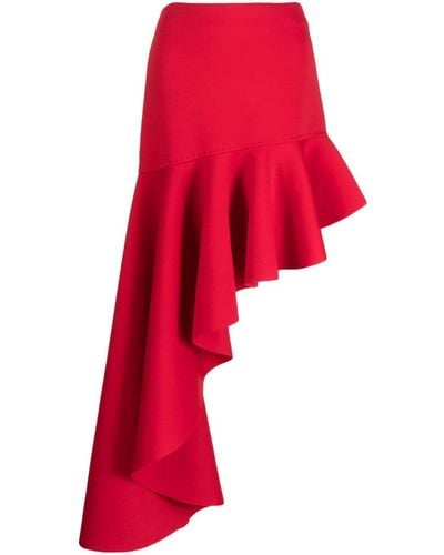 Cynthia Rowley Asymmetric Ruffled Miniskirt - Red