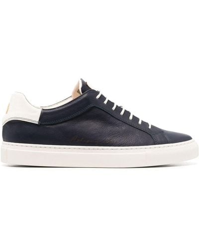 Corneliani Lo-top Leather Sneakers - Blue