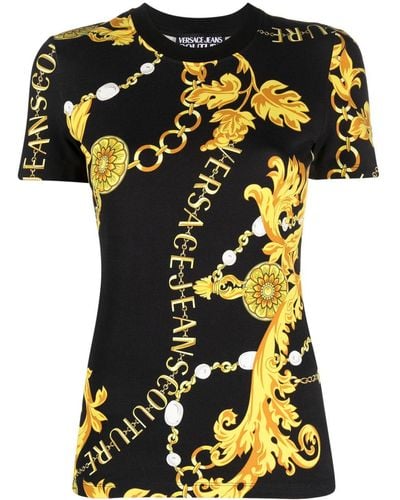 Versace Jeans Couture Camiseta con motivo barroco - Negro