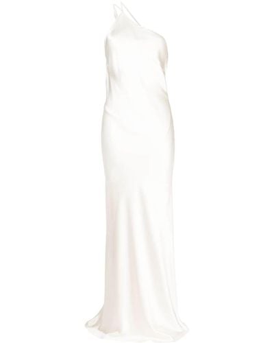 Michelle Mason Robe mi-longue à une épaule - Blanc