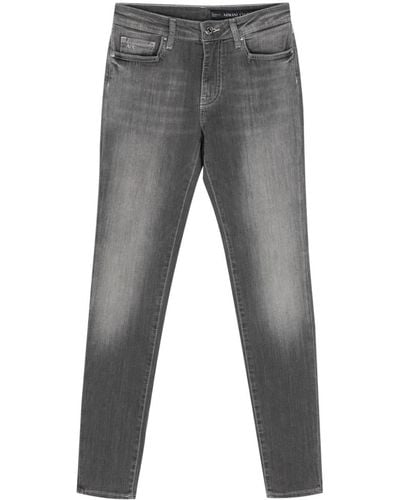 Armani Exchange Skinny Jeans Met Logopatch - Grijs
