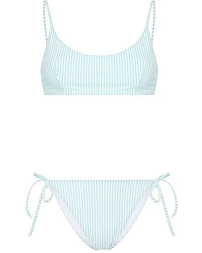 Mc2 Saint Barth Bikini de tejido seersucker a rayas - Azul