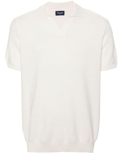 Drumohr V-neck Cotton Polo Shirt - White