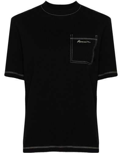 Remain Logo-embroidered Cotton T-shirt - Black