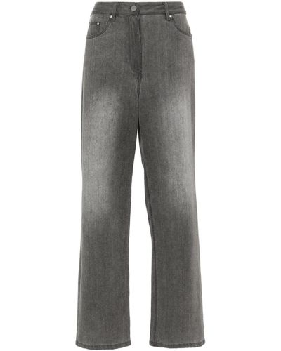 Remain Gerade High-Waist-Jeans - Grau