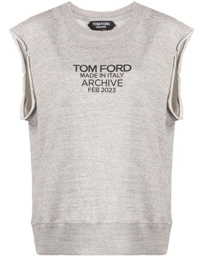 Tom Ford ロゴ シルクtシャツ - グレー