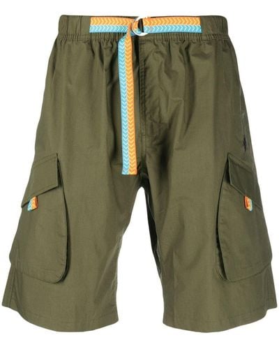 Marcelo Burlon Contrasting-belt Cotton Cargo Shorts - Green