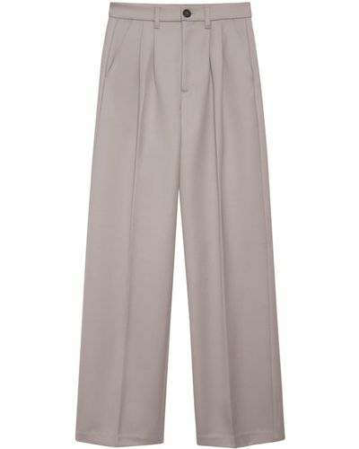 Anine Bing Carrie Pressed-Crease Tailored Trousers - Grey