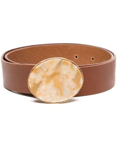 Nick Fouquet Crystal-buckle Leather Belt - Brown