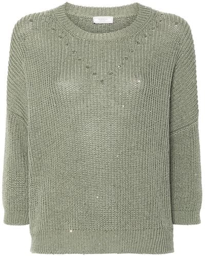Peserico Sequin-embellished Knitted Jumper - Green