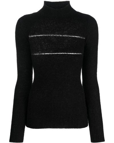 MSGM Sheer-panel Knitted Sweater - Black