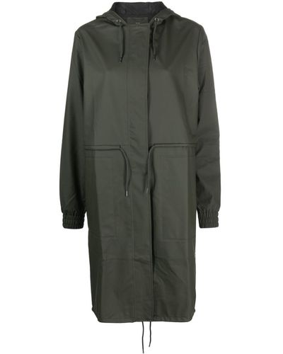Rains String Hooded Parka Coat - Gray