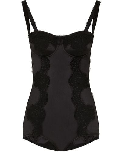 Dolce & Gabbana Lace-detail Balconette Bodysuit - Black