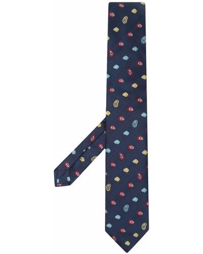 Etro Paisley-embroidered Silk Tie - Blue