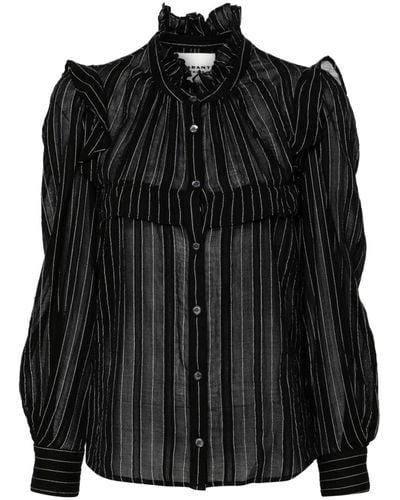 Isabel Marant Idety Pinstriped Cotton Shirt - Black