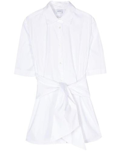 Aspesi Popeline-Hemd mit Schnürung - Weiß