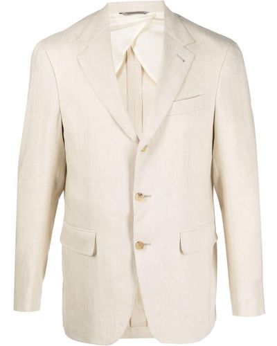 Canali Single-breasted Wool-linen Blazer - Natural