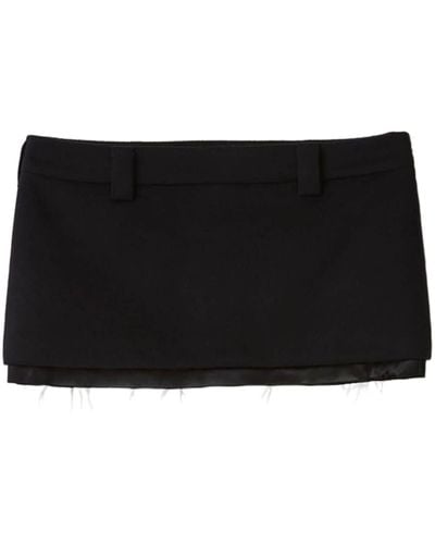 Miu Miu Satin-trim Velour Miniskirt - Black