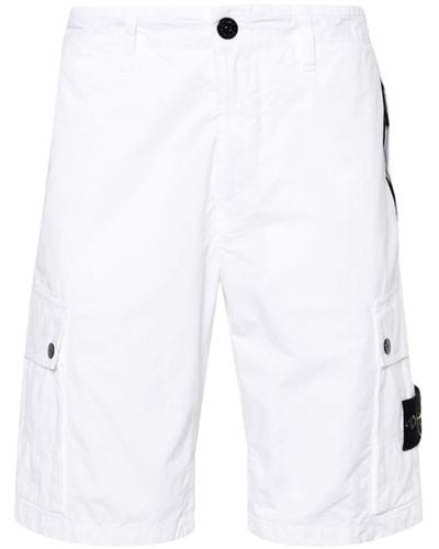 Stone Island Slim Fit Cargo Shorts ‘Old’ Treatment - White