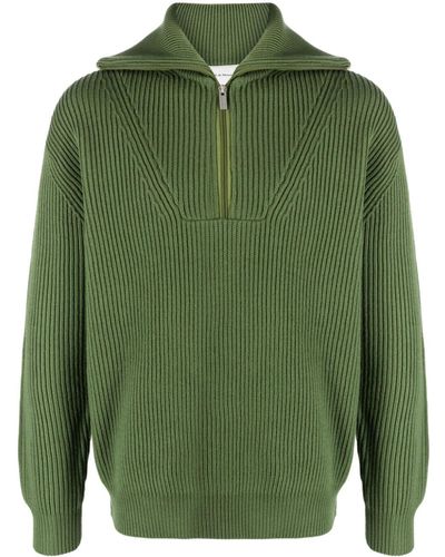 Drole de Monsieur Ribbed-knit Merino Sweater - Green