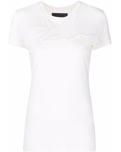 Philipp Plein Logo-embroidered Cotton T-shirt - White