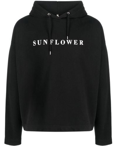sunflower Logo-print Long-sleeve Hoodie - Black