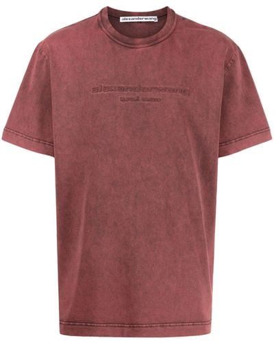 Alexander Wang T-Shirt With Embossed Logo - Red
