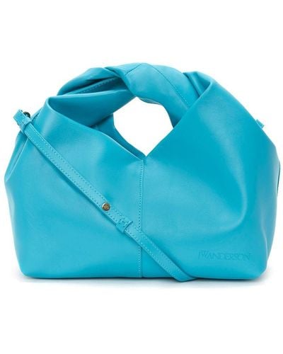 JW Anderson Mini Twister Leather Crossbody Bag - Blue