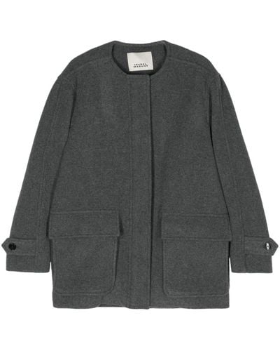 Isabel Marant Efelia Collarless Brushed Coat - Gray