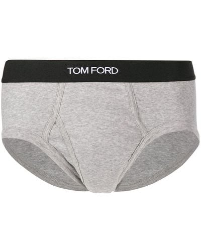 Tom Ford Logo-embellished Briefs - Grey