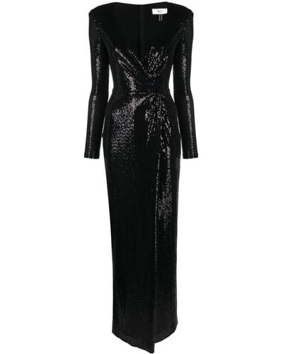 Nissa Sequin-embellished Gathered Maxi Dress - Black
