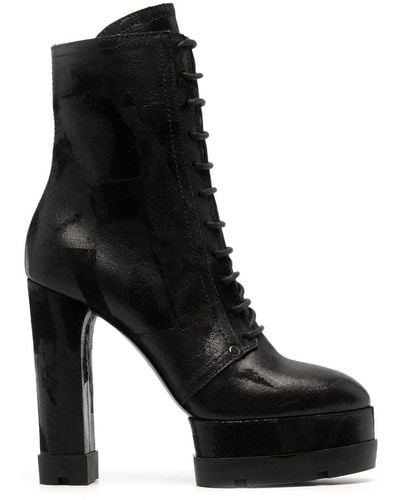 Casadei Nancy 120mm Lace-up Ankle Boots - Black