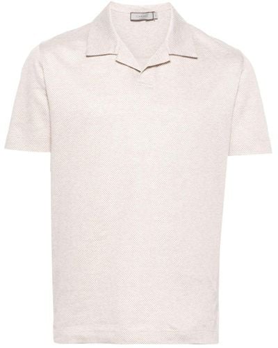 Canali Camp-collar Cotton Polo Shirt - White
