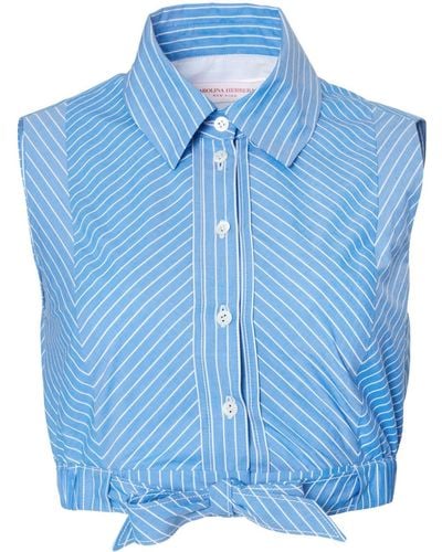 Carolina Herrera Stripe-pattern Cotton Shirt - Blue