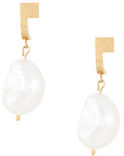 Hsu Jewellery Pendientes con perla colgante - Metálico