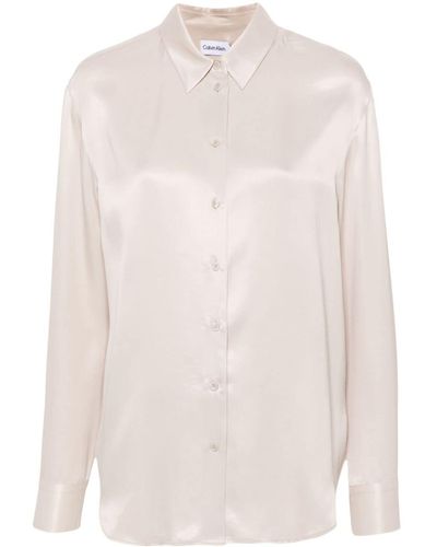 Calvin Klein Button-up Satin Shirt - White