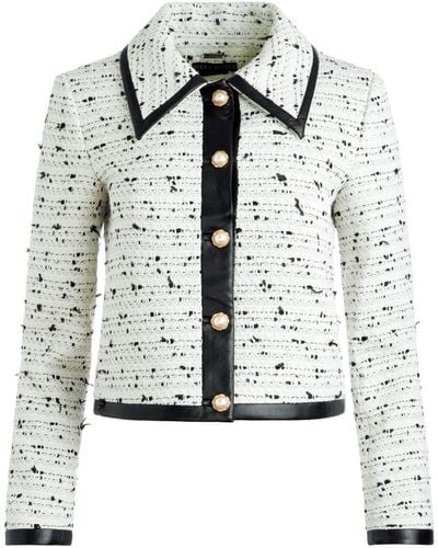 Alice + Olivia Renae Cropped Tweed Jacket - White