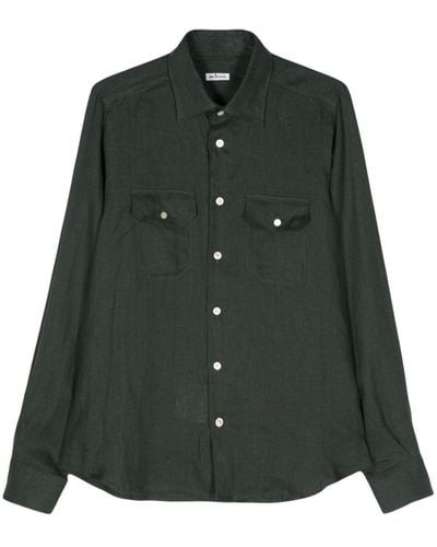 Kiton Classic-collar Linen Shirt - Green