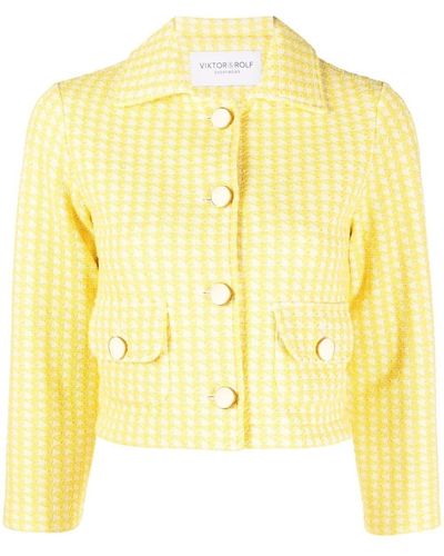 Viktor & Rolf Houndstooth Cropped Cotton Jacket - Yellow