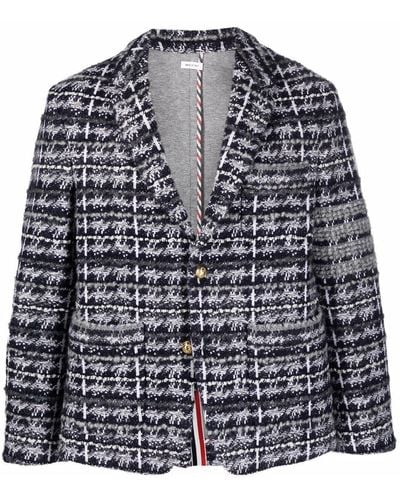 Thom Browne Blazer en tweed à simple boutonnage - Noir