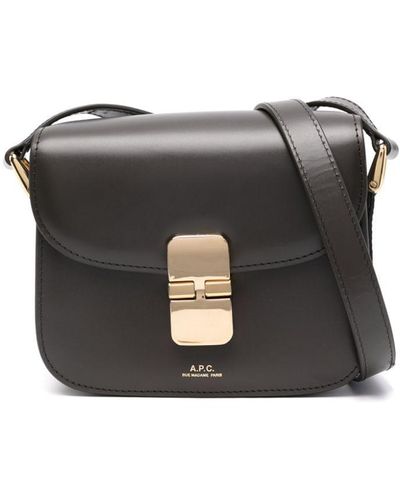 A.P.C. Mini Grace Leather Shoulder Bag - Black