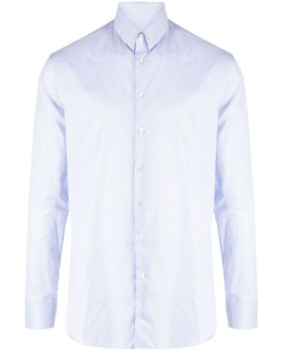 Giorgio Armani Gestreiftes Hemd aus Popeline - Weiß