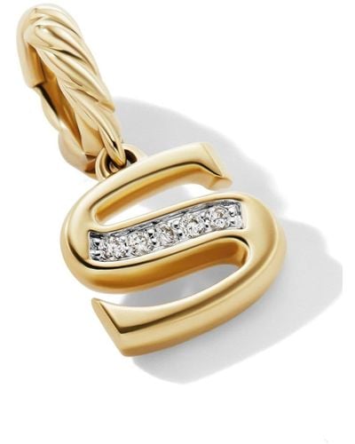 David Yurman 18kt Yellow Gold Initial S Diamond Pendant - Metallic