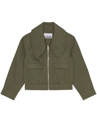 Ganni Oversized Collar Jacket - Green