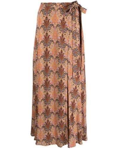 Etro Long Skirt With Print - Brown